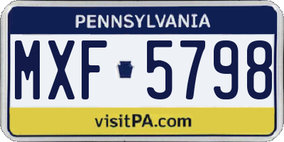 PA license plate MXF5798