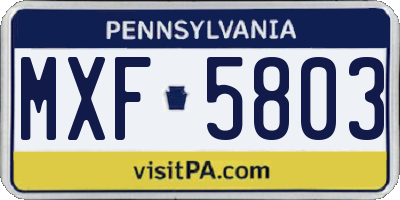 PA license plate MXF5803