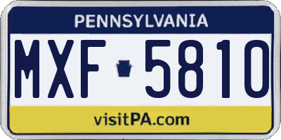PA license plate MXF5810