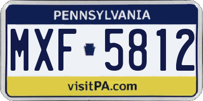 PA license plate MXF5812