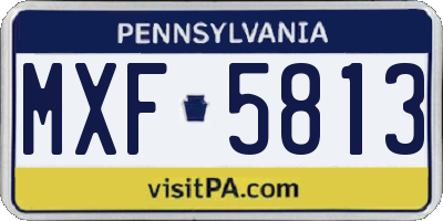 PA license plate MXF5813
