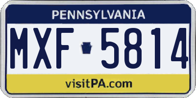 PA license plate MXF5814