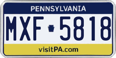 PA license plate MXF5818