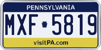 PA license plate MXF5819