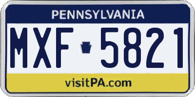 PA license plate MXF5821