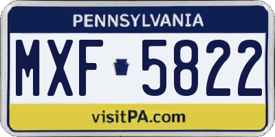 PA license plate MXF5822
