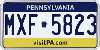 PA license plate MXF5823