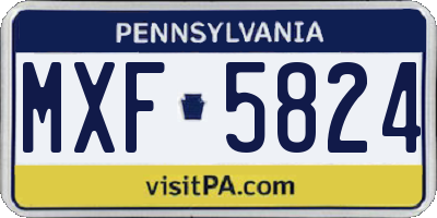 PA license plate MXF5824