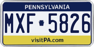 PA license plate MXF5826