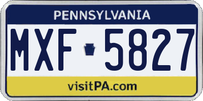 PA license plate MXF5827