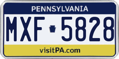 PA license plate MXF5828