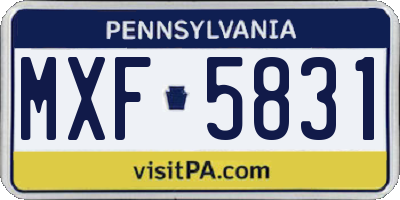 PA license plate MXF5831