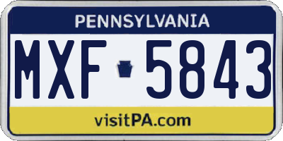PA license plate MXF5843