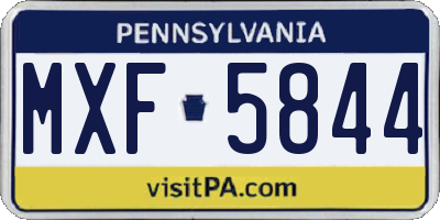 PA license plate MXF5844