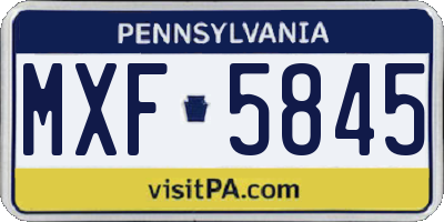PA license plate MXF5845
