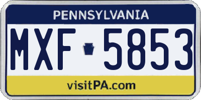 PA license plate MXF5853