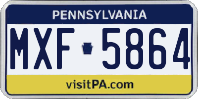 PA license plate MXF5864
