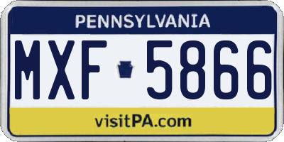 PA license plate MXF5866