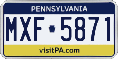 PA license plate MXF5871