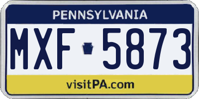 PA license plate MXF5873