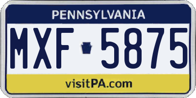 PA license plate MXF5875