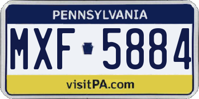 PA license plate MXF5884