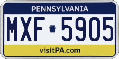 PA license plate MXF5905