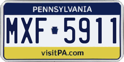 PA license plate MXF5911