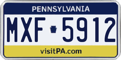 PA license plate MXF5912