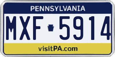 PA license plate MXF5914