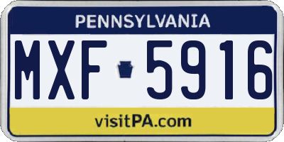 PA license plate MXF5916