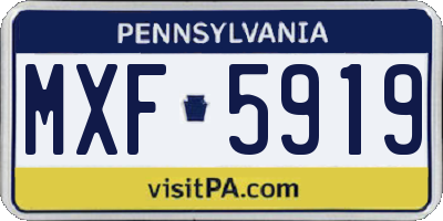PA license plate MXF5919