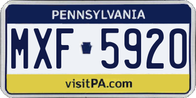 PA license plate MXF5920