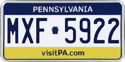 PA license plate MXF5922