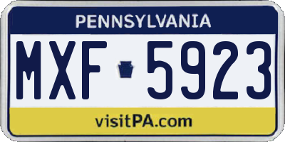 PA license plate MXF5923