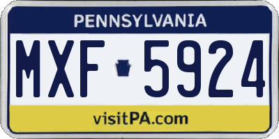 PA license plate MXF5924