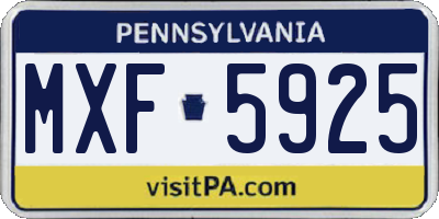 PA license plate MXF5925