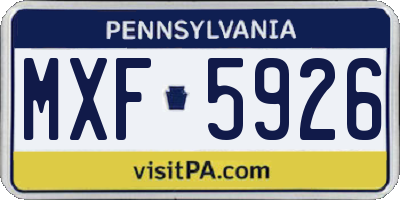 PA license plate MXF5926
