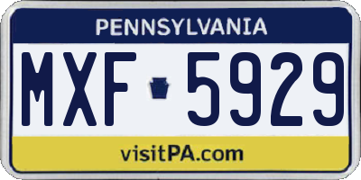 PA license plate MXF5929
