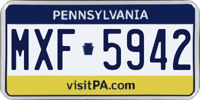 PA license plate MXF5942
