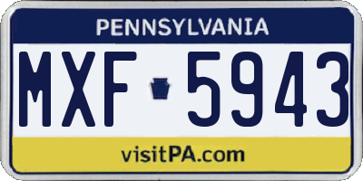 PA license plate MXF5943