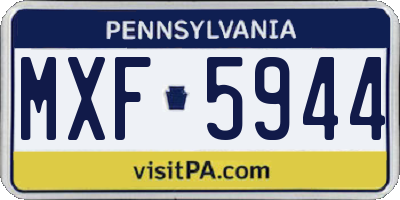 PA license plate MXF5944