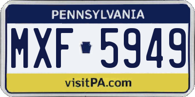 PA license plate MXF5949