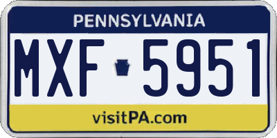 PA license plate MXF5951