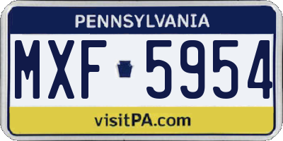 PA license plate MXF5954