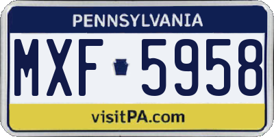 PA license plate MXF5958