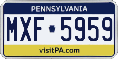 PA license plate MXF5959