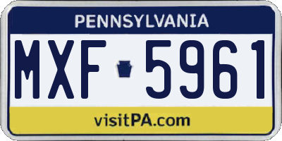 PA license plate MXF5961