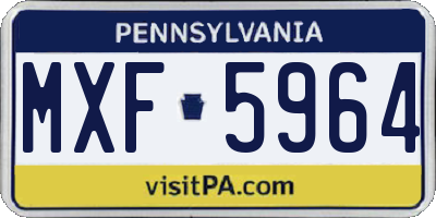 PA license plate MXF5964