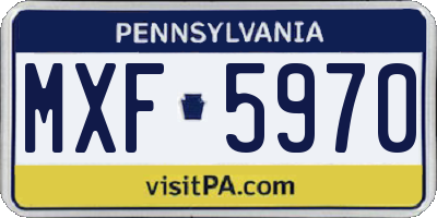 PA license plate MXF5970